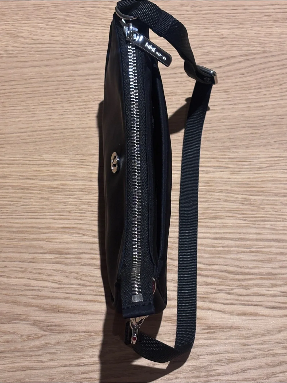 lululemon athletica Black Shoulder Bag with Silver Logo